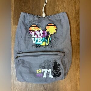 Disney Parks Walt Disney World 1971 gray canvas drawstring backpack